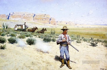  American Oil Painting - Defending the Stagecoach west Indian native Americans Henry Farny